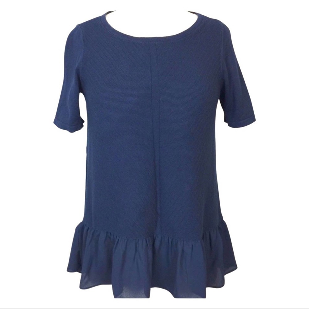 LOFT Short Sleeve Sweater ruffle hem